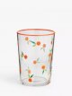 Orange Print Glass Tumbler, 510ml, Orange/Clear