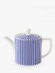 Narrow Stripe Earthenware Teapot, 1.1L, Blue/White