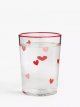 Heart Glass Tumbler, 510ml, Red/Clear